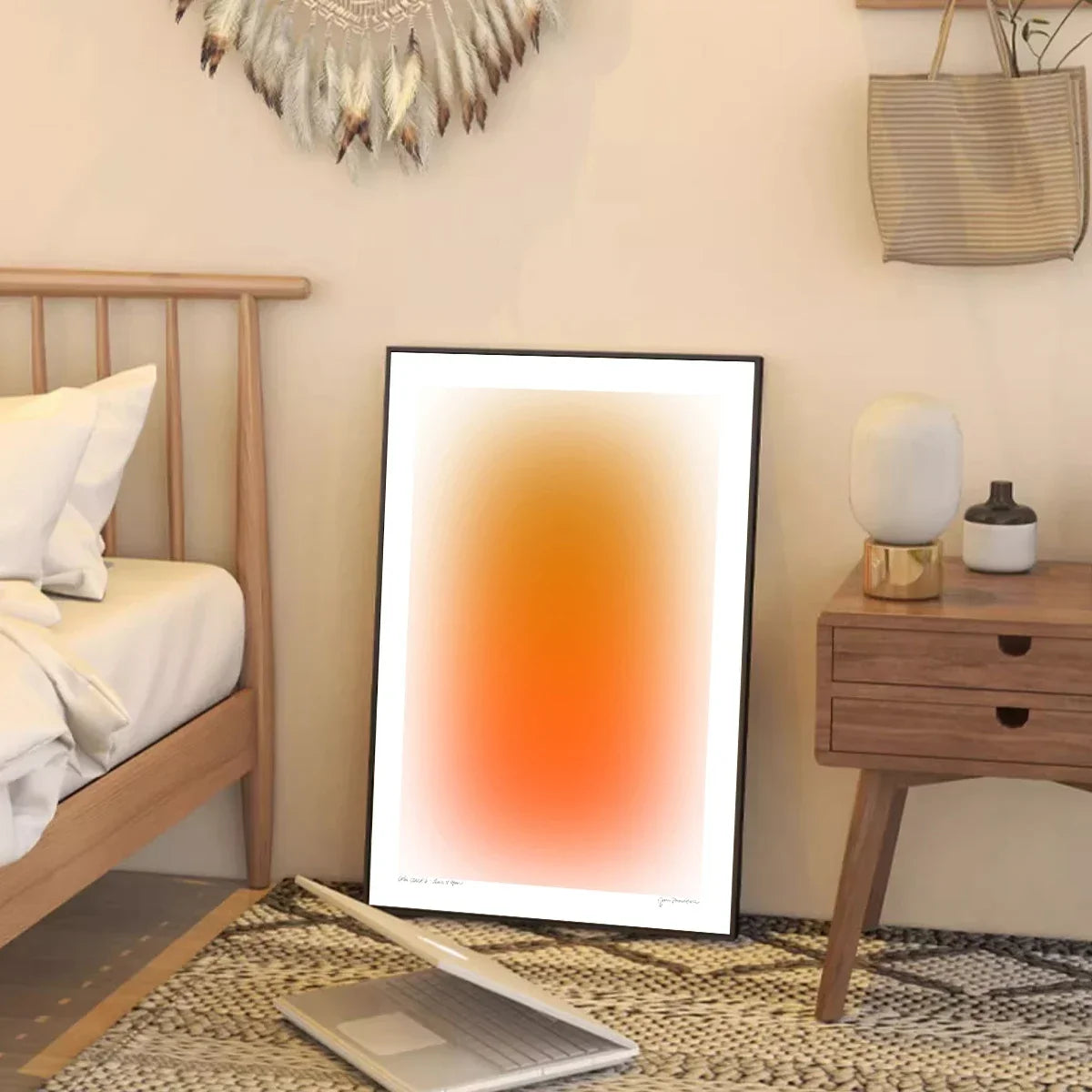 Modern, Minimalist HD Blue Orange Gradient Swoosh  Canvas Print