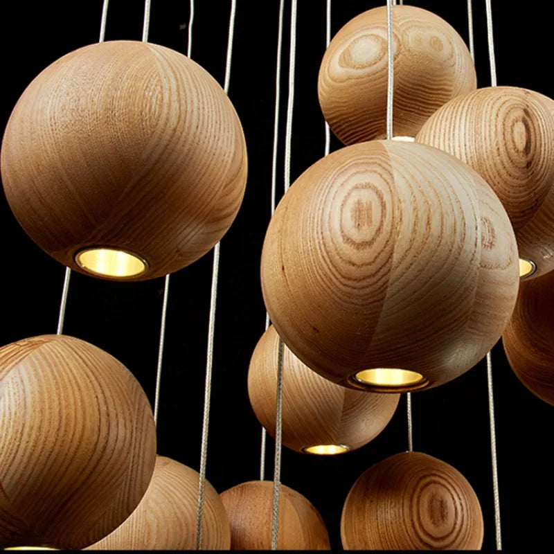Designer's Solid Wood Pendant LED Hanging Lamp