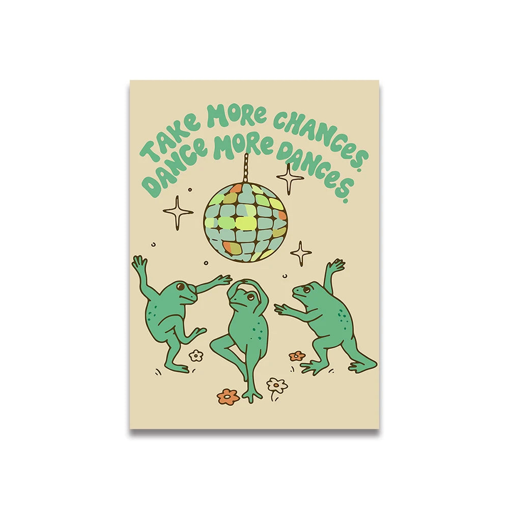 Simplicity Vintage Pink Cartoon Print Canvas Wall Art