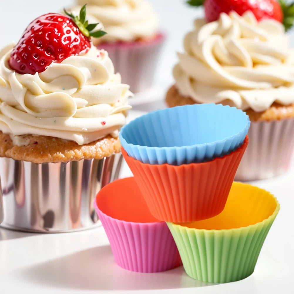 12 Pcs  Reusable Silicone Cupcake/Ramekin Liners