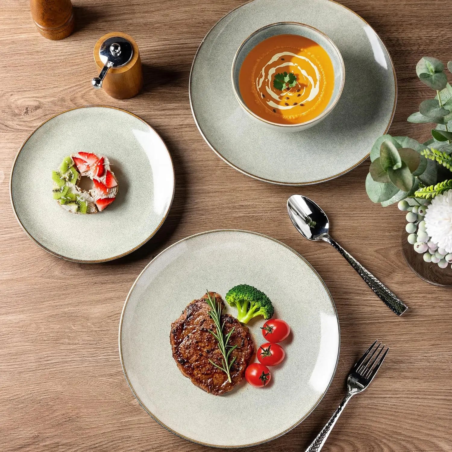 Ceramic Handpainted Dinnerware Sets for 6, Scratch Resistant