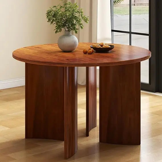 Modern Round Solid Wood Dining Table for 4-6 People