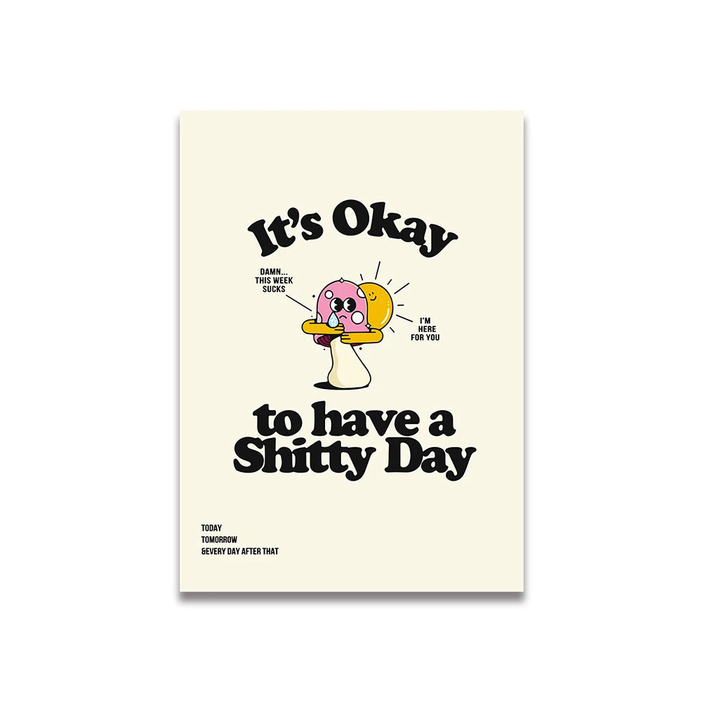 Simplicity Vintage Pink Cartoon Print Canvas Wall Art