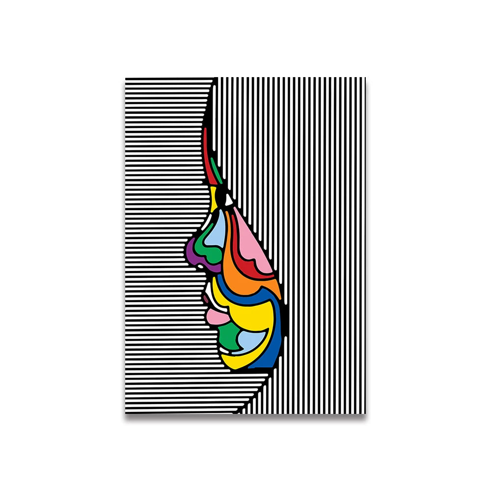 Simplicity Vintage Pink Cartoon Print Canvas Wall Art