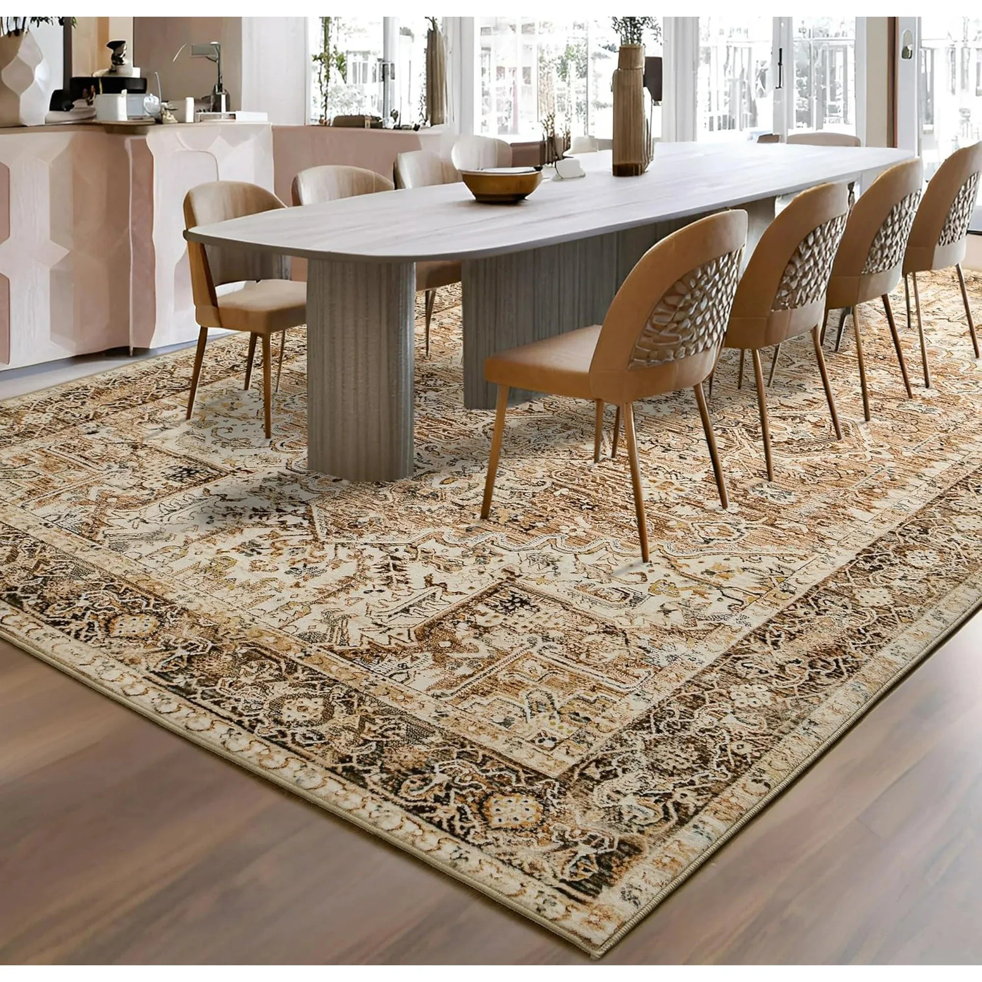 NOAHAS Faux Cashmere Vintage Printed, Low Pile Area Rugs